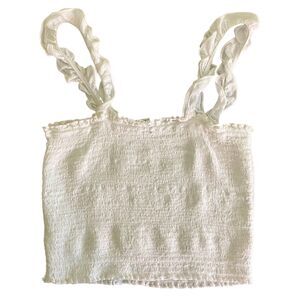 Aerie ruffle strap sleeveless smocked crop top